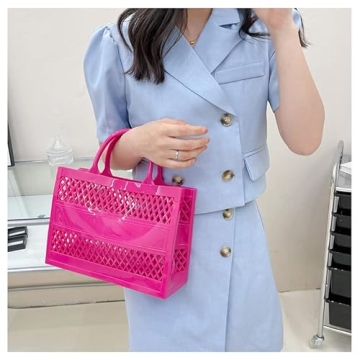 Beach Bag, Jelly Beach Bag Plastic Basket Purse, Flower Tote Bag Aesthetic, Gift Bag for Women