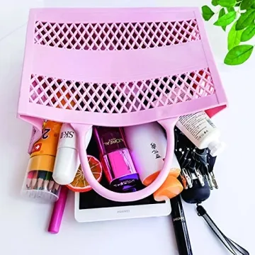 Beach Bag, Jelly Beach Bag Plastic Basket Purse, Flower Tote Bag Aesthetic, Gift Bag for Women