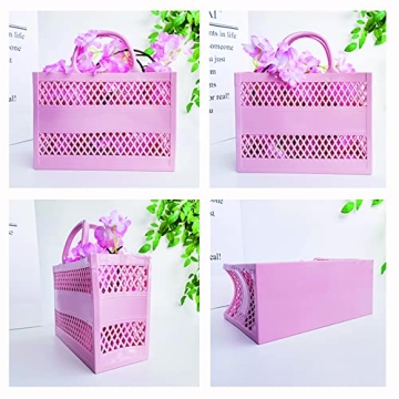 Beach Bag, Jelly Beach Bag Plastic Basket Purse, Flower Tote Bag Aesthetic, Gift Bag for Women