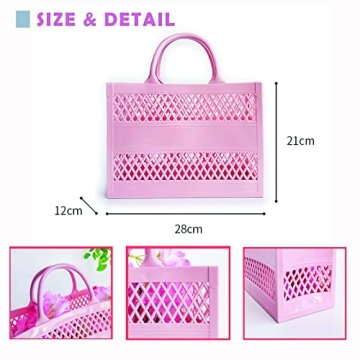 Beach Bag, Jelly Beach Bag Plastic Basket Purse, Flower Tote Bag Aesthetic, Gift Bag for Women