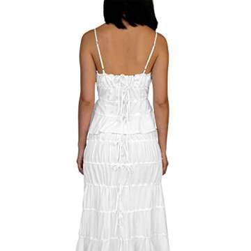 Women Two Piece Maxi Skirt Set Y2K Cami Crop Top and Long Skirt Set Sexy Party Cocktail Floral Maxi ...