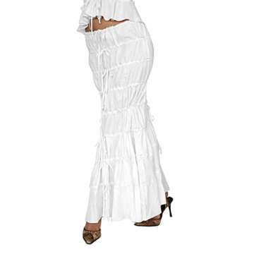 Women Two Piece Maxi Skirt Set Y2K Cami Crop Top and Long Skirt Set Sexy Party Cocktail Floral Maxi Skirt Set (White-Ruched, S)