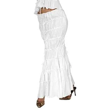 Women Two Piece Maxi Skirt Set Y2K Cami Crop Top and Long Skirt Set Sexy Party Cocktail Floral Maxi Skirt Set (White-Ruched, S)