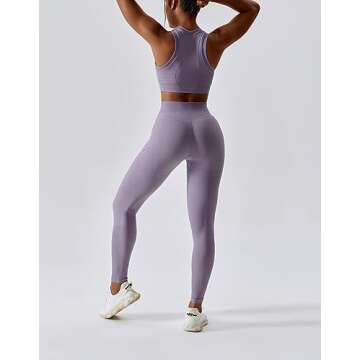 ABOCIW Workout Sets for Women, High Impact Racerback Sports Bra Crop Tops and Seamless Tummy Control...