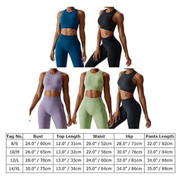 ABOCIW Workout Sets for Women, High Impact Racerback Sports Bra Crop Tops and Seamless Tummy Control High Waist Leggings 2 Piece Gym Yoga Outfits Purple Medium
