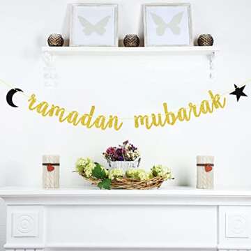 Elegant Gold Glitter Ramadan Mubarak Banner for Eid