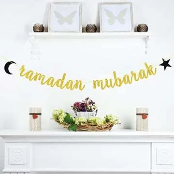 Elegant Gold Glitter Ramadan Mubarak Banner for Eid