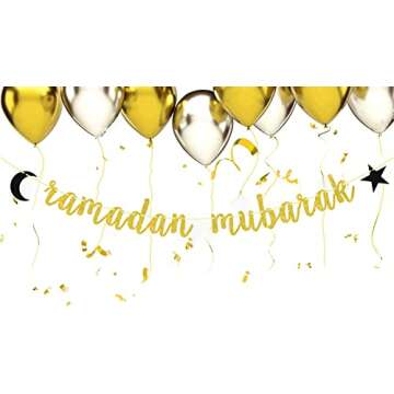 Elegant Gold Glitter Ramadan Mubarak Banner for Eid