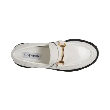 Steve Madden Women's White Leather Mistor Loafers