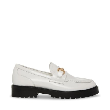 Steve Madden Women's White Leather Mistor Loafers