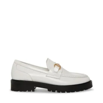 Steve Madden Women's White Leather Mistor Loafers