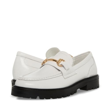 Steve Madden Women's White Leather Mistor Loafers