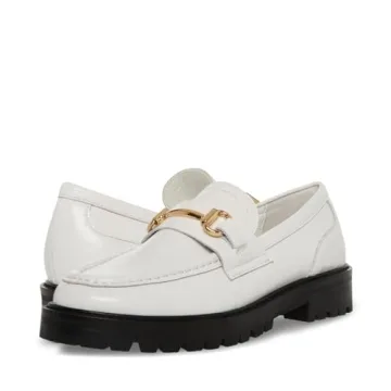 Steve Madden Women's White Leather Mistor Loafers