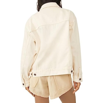 Free People Jolene Trucker Ecru Medium Stylish Jacket