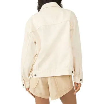Free People Jolene Trucker Ecru Medium Stylish Jacket