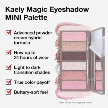 6 Color Eyeshadow Makeup Palette, 6 Pink Champagne Gold Deep Red White Rose Gold Rose Red Eyeshadows Palette,Everyday Matte Shimmer Finish Eye Makeup Looks,Travel Friendly Size, Built-in Mirror 08#