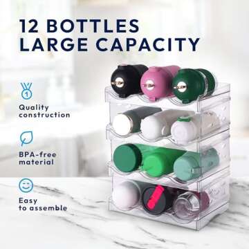 RuzeZone 4-Tier Water Bottle Organizer, Wine Rack, Water Bottle Holder, Water Bottle Organizer for C...