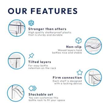 RuzeZone 4-Tier Water Bottle Organizer, Wine Rack, Water Bottle Holder, Water Bottle Organizer for Cabinet, Kitchen Organizer and Storage, Pantry Organizer, Cabinet Organizer, Fridge Organizer