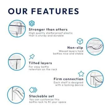 RuzeZone 4-Tier Water Bottle Organizer, Wine Rack, Water Bottle Holder, Water Bottle Organizer for Cabinet, Kitchen Organizer and Storage, Pantry Organizer, Cabinet Organizer, Fridge Organizer