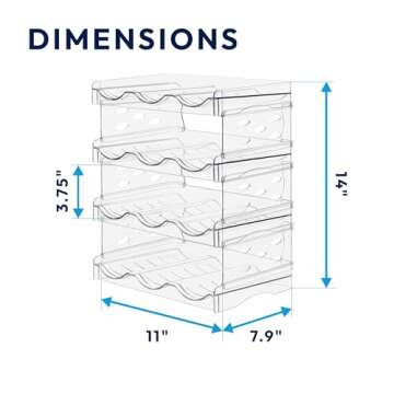 RuzeZone 4-Tier Water Bottle Organizer, Wine Rack, Water Bottle Holder, Water Bottle Organizer for Cabinet, Kitchen Organizer and Storage, Pantry Organizer, Cabinet Organizer, Fridge Organizer