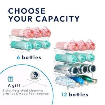 RuzeZone 4-Tier Water Bottle Organizer, Wine Rack, Water Bottle Holder, Water Bottle Organizer for Cabinet, Kitchen Organizer and Storage, Pantry Organizer, Cabinet Organizer, Fridge Organizer