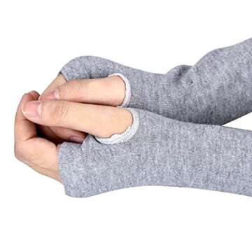 IEason Gloves, Winter Wrist Arm Hand Warmer Knitted Long Fingerless Gloves Mitten (Gray)