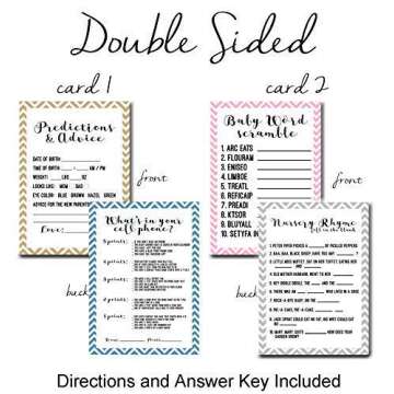 We The Party BabyShower Games Featuring 25 of Each Game: Baby Word Scramble | What's in Your Cell Phone | Nursery Rhyme Game | PREDICTIONS and Advice | Baby Shower Games for Boy or Girl