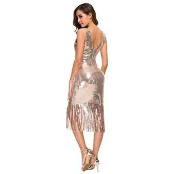 Sexy V Neck Sequin Bodycon Dress for Gatsby Events