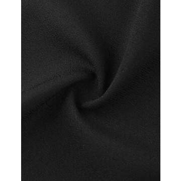 Gaharu Chiffon Shirt Blouse, Women's Stylish Flutter Sleeve Lace Top Pleated Casual Solid Color Tunic Fitted V Neck T Shirts Black,L