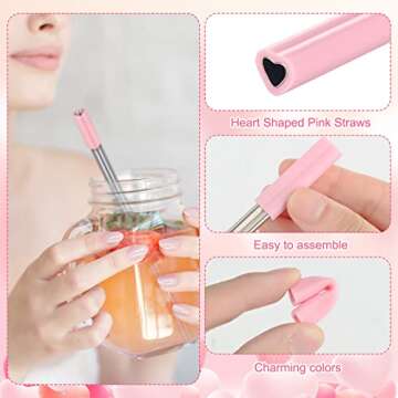 Heart Shaped Stainless Steel Straws Perfect for Celebrations