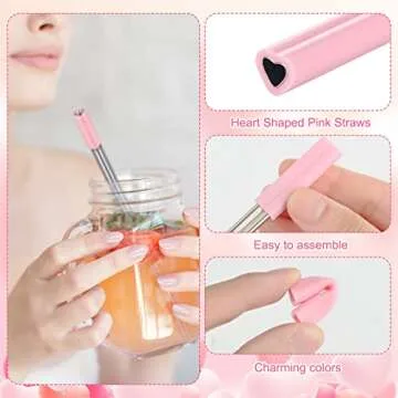 Heart Shaped Stainless Steel Straws Perfect for Celebrations