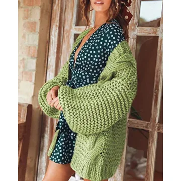 Cicy Bell Open Front Chunky Knit Oversized Cardigan