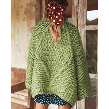 Cicy Bell Open Front Chunky Knit Oversized Cardigan