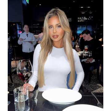 OQQ Womens 3 Piece Long Sleeve Tops Crew Neck Stretch Fitted Underscrubs Layer Tee Shirts 2025 Casual Outfits Black Tea leaf White