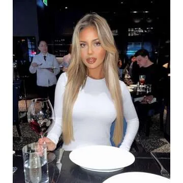 OQQ Womens 3 Piece Long Sleeve Tops Crew Neck Stretch Fitted Underscrubs Layer Tee Shirts 2025 Casual Outfits Black Tea leaf White