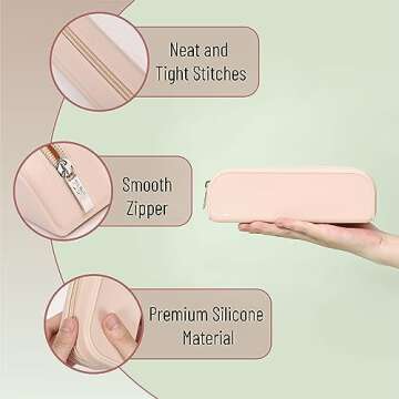 Mr. Pen- Silicone Pencil Case, Malibu Dune Color Pencil Pouch, Pencil Case Small, Pencil Pouch Aesthetic, Silicone Pencil Pouch, Pencil Case Aesthetic, Pencil Bag, Pencil Pouch for Women, Makeup Pouch