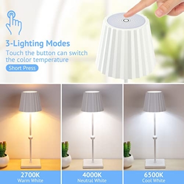 GGOYING Cordless Table Lamp with 3 Color Dimming