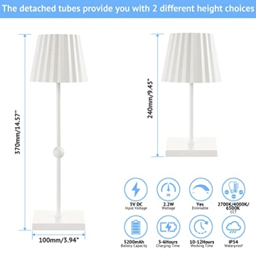 GGOYING Cordless Table Lamp with 3 Color Dimming