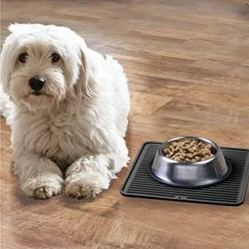 mDesign Pet Food and Water Bowl Feeding Mat - Waterproof Silicone