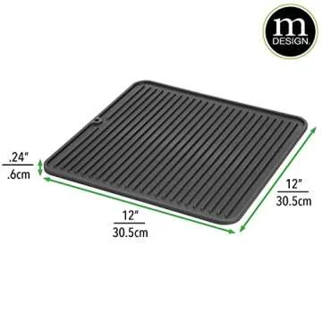 mDesign Pet Food and Water Bowl Feeding Mat - Waterproof Silicone