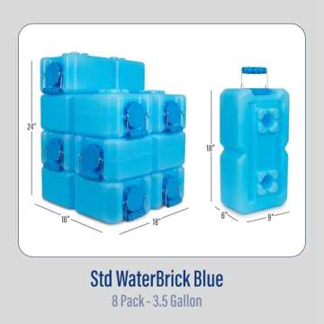 WaterBrick International WaterBrick Water Storage Containers for Emergency Water Storage | 10-Pack of Stackable 3.5 Gallon Water Container Bricks | Food-Grade HDPE Plastic | BPA-Free | STD Blue