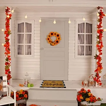 Fabbay 2 Pcs St. Patrick's Day Welcome Doormat Layered Buffalo Plaid Rug Shamrocks Coir Mats for Irish Clover Entrance Door Porch Indoor Outdoor Decor(Plaid, Hey There Pumpkin,Black, White)