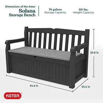 Keter 70 Gallon Storage Bench for Patio and Outdoor Seating