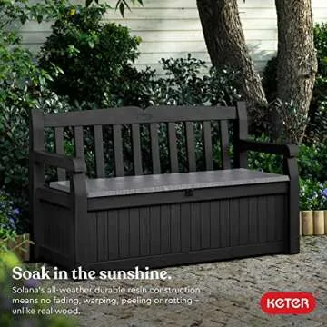 Keter 70 Gallon Storage Bench for Patio and Outdoor Seating