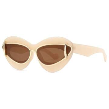 Trendy Cat Eye Sunglasses Women Retro Double Frame UV400