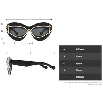 Trendy Cat Eye Sunglasses Women Retro Double Frame UV400