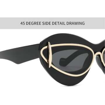 Trendy Cat Eye Sunglasses Women Retro Double Frame UV400