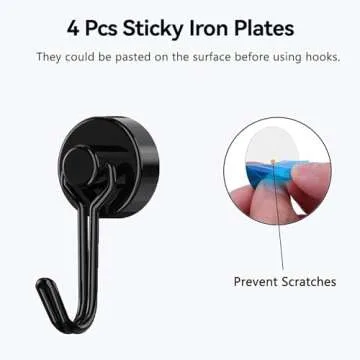 Tohoer Magnetic Hooks, Neodymium Magnets Hook Heavy Duty 30LBS with Rust Proof for Fridge, Refrigerator, Oven, Grill, BBQ, Key, Tools Holder, Kitchen, Outdoor, Hanging Wreaths, Utensil Hangers