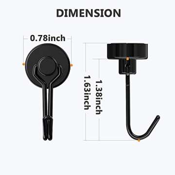 Tohoer Magnetic Hooks, Neodymium Magnets Hook Heavy Duty 30LBS with Rust Proof for Fridge, Refrigerator, Oven, Grill, BBQ, Key, Tools Holder, Kitchen, Outdoor, Hanging Wreaths, Utensil Hangers