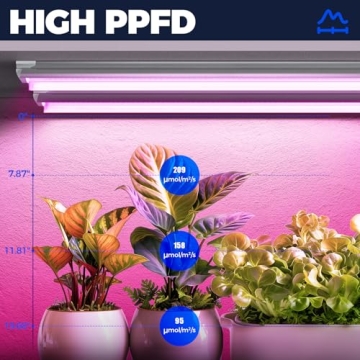 Barrina LED Grow Light, 252W(6 x 42W) 4ft T8, Full Spectrum, V-Shape with Reflector, Linkable Design, Plant Lights for Indoor Plants, 6-Pack